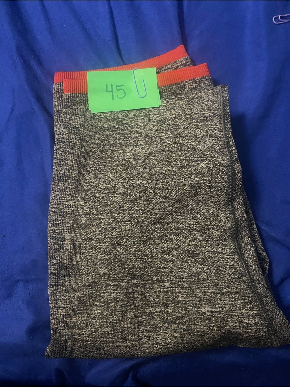 Woman’s  Gray Knit leggings with red Trim